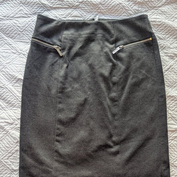 Michael Kors Charcoal Gray Zippered Knee Length Pencil Skirt Size 8 Ponte Knit - Picture 3 of 4